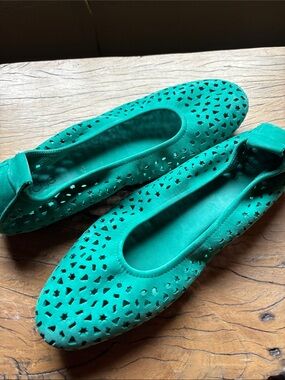 Arche Lilly Perforated Ballerina Flats Ballet Suede Blue Women's Size 39 EXC